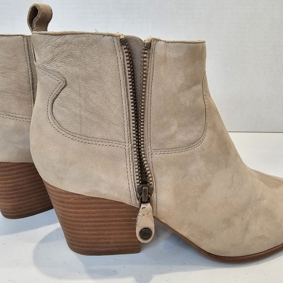 Nurture Boots Women's Size 10 Tan Leather Zip Up Ankle Boot Western Chunk Heel - Picture 14 of 15